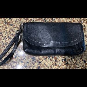 Coach black leather clutch